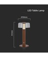 Lampe de table LED rechargeable 1W, brun sable - Tactile dimmable, 3000K, USB-C, 150x300mm