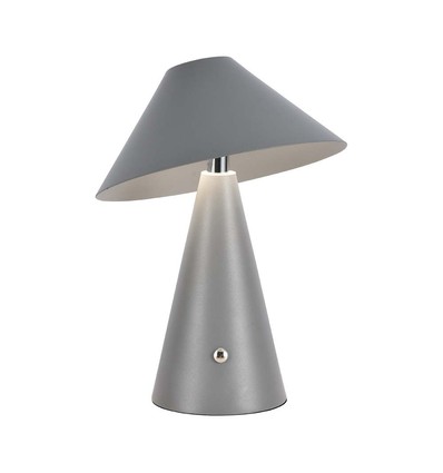 Lampe de table LED rechargeable 3W, CCT - Gris, tactile dimmable, USB-C, métal, 200lm