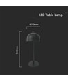 Lampe de table rechargeable V-Tac 3 en 1 - CCT, noire, IP20, dimmable tactile