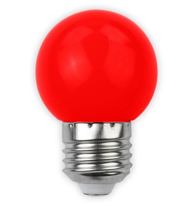 Ampoule LED sphérique E27 1W - Rouge, dépolie