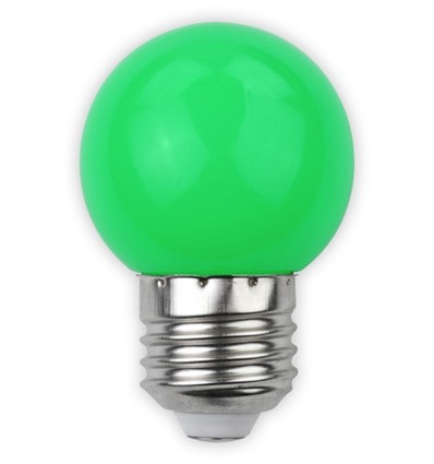 E27 1W LED klotlampa - Grön, frostad