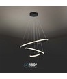 Suspension LED 32W avec 3 anneaux - Noir, 3000K, 600x400x200mm, plafonnier décoratif