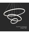 32W LED pendel, 3 ringar - Ø60+40+20cm, 3880lm, 3000K, vit finish