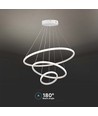 32W LED pendellamp, 3 ringen - Ø60+40+20cm, 3880lm, 3000K, witte afwerking