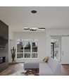 Suspension LED 18W, design violon - 700x250mm, 3000K, noir, plafonnier décoratif