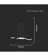 Suspension LED 18W, design violon - 700x250mm, 3000K, noir, plafonnier décoratif