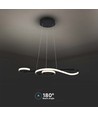 18W LED pendellamp, viool design - 700x250mm, 3000K, zwart, decoratieve plafondlamp