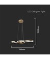 18W dekorativ LED pendel - L700x250mm, gull, violin-formet, 3000K