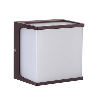 8W LED vegglampe - IP65, brun kropp, 4000K, 800lm, 120x120x92mm