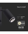 Wandgemonteerde GU10 spotlamp - zwarte behuizing