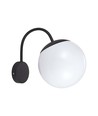 E27 vegglampe med hvit kule - Sort, IP44 utendørs, Ø20cm, uten lyskilde