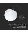 E27 wandlamp met witte bol - Zwart, IP44 buiten, Ø20cm, exclusief lichtbron