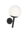 Applique murale extérieure E27 - Noir, IP44, globe opale, Ø20cm, sans source lumineuse