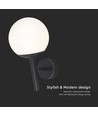 Applique murale extérieure E27 - Noir, IP44, globe opale, Ø20cm, sans source lumineuse