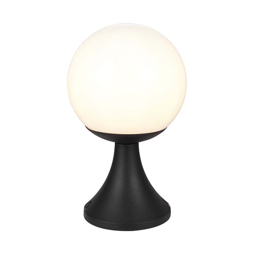E27 udendørs standerlampe - IP44, mat sort, opal glas, højde 100cm, uden lyskilde