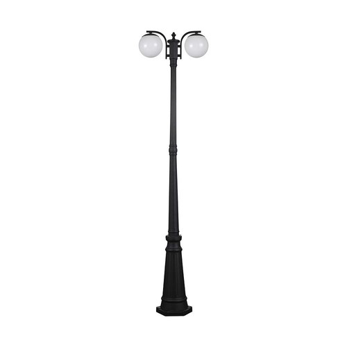 Luminaire de jardin 97cm avec 2 globes, 2xE27 - IP44, noir mat, construction robuste, sans source lumineuse