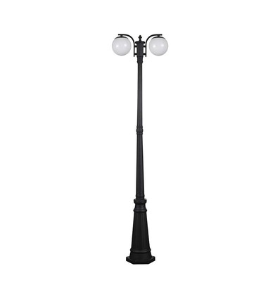 Luminaire de jardin 97cm avec 2 globes, 2xE27 - IP44, noir mat, construction robuste, sans source lumineuse