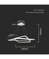 60x60cm 48W LED pendel, dæmpbar - 5150lm, hvid, aluminium, IP20 indendørs