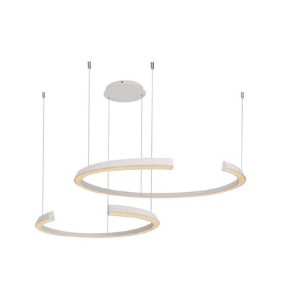 48W LED designer pendel - Hvid, Triac dæmpbar, 5150lm, to halvmåner, 110x80cm