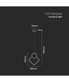 12W Designer pendel i metal - L280 x H1800mm, 1300lm, inkl. lyskilde