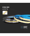 Ruban LED COB 5m 10W/m - 24V, 280 LED/m, IP20, 8mm
