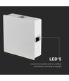Applique murale LED carrée 4W - IP65, blanc, 3000K, 428lm