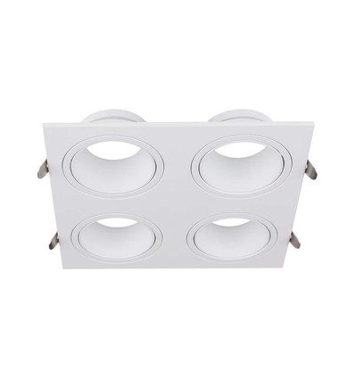Spot de plafond GU10 avec 4 têtes - 175 x 175 mm, blanc, sans source lumineuse