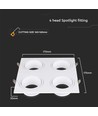 Spot de plafond GU10 avec 4 têtes - 175 x 175 mm, blanc, sans source lumineuse