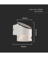 Applique murale solaire 1W avec détecteur - 3000K, IP54, détecteur de mouvement, blanc chaud