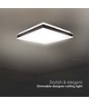Plafonnier LED designer 48W, dimmable - 4000K, IP44, noir, carré