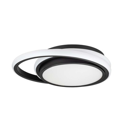 38W LED designer taklampe - Sort, dobbel rund, Ø45cm, 4000K, 4050lm, IP20