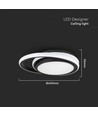 38W LED designer plafondlamp - Zwart, dubbel rond, Ø45cm, 4000K, 4050lm, IP20