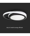 38W LED designer taklampe - Sort, dobbel rund, Ø45cm, 4000K, 4050lm, IP20