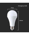 E27 12W LED pære med nødlys - A80, 4000K, 3,5-4,5 timers batteritid, oppladbar