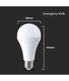 Ampoule de secours LED E27 15W avec batterie - A90, 4000K, 3,5-4,5 heures d'autonomie, utilisable comme lampe de poche