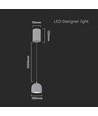 Suspension LED Ø100 3000K Gris clair, boîtier