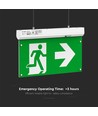 Nødbelysning 4i1 oppheng - EXIT skilt, selvtest-knapp, vegg/tak/vaieroppheng, 6000K