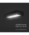 6W LED solcelle vegglampe med sensor - 900lm, IP65, sort, 4000K, inkl. batteri