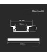 Monteringssæt med Diffuser - LED-Strip, 2000x24,7x7mm