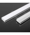 2m Alu profil til LED strips, sølv - Inkl. diffuser, 2000x17,4x7mm, IP20, til overflademontering