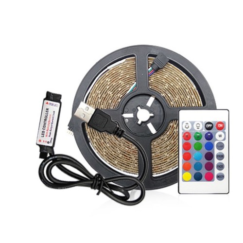 1m USB RGB LED-strip för TV och PC - Inkl. kontroller och fjärrkontroll, 60 LED per meter