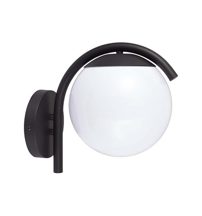 E27 Væglampefatning - Opal PC Mat Sort Hus