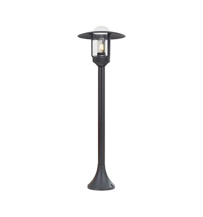Sort havelampe lanterne - 97,5cm, IP44 udendørs, klart glas, E27 fatning, uden lyskilde