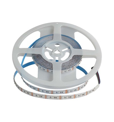 5m 12W/m RGB LED strip - 24V, 120 LED per meter, IP20, 8mm breedte