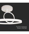 37W LED metal loftslampe, hvid - Ø50cm, 4000lm, 4000K, dobbelt rund design