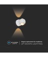 10W LED vegglampe med opp/ned lys - Hvit, 3000K, 13,5x10 cm, IP44, inkl. lyskilde