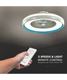 Ventilateur avec lumière de plafond 45W - Contrôle RF, CCT : 3 en 1, moteur AC, anneau bleu