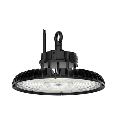 High bay LED 120W/150W/200W, 160lm/W - IP65, CCT 3-en-1, puissance réglable, Ø32cm
