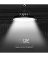 High bay LED 120W/150W/200W, 160lm/W - IP65, CCT 3-en-1, puissance réglable, Ø32cm