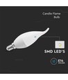 Ampoule LED E14 3,7W - Forme flamme, blanc chaud, remplace 30W
